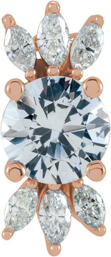 14K Gold Round Natural White Sapphire & Natural Diamond Accented Necklace or Pendant - Rose Gold