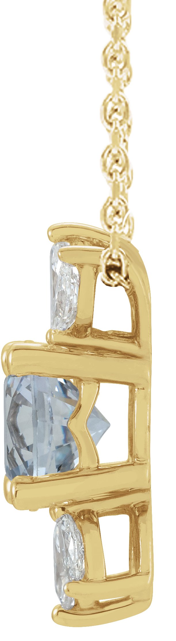 14K Gold Round Natural White Sapphire & Natural Diamond Accented Necklace or Pendant - Yellow Gold - view 2