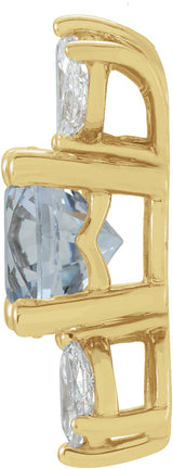 14K Gold Round Natural White Sapphire & Natural Diamond Accented Necklace or Pendant - Yellow Gold - view 2
