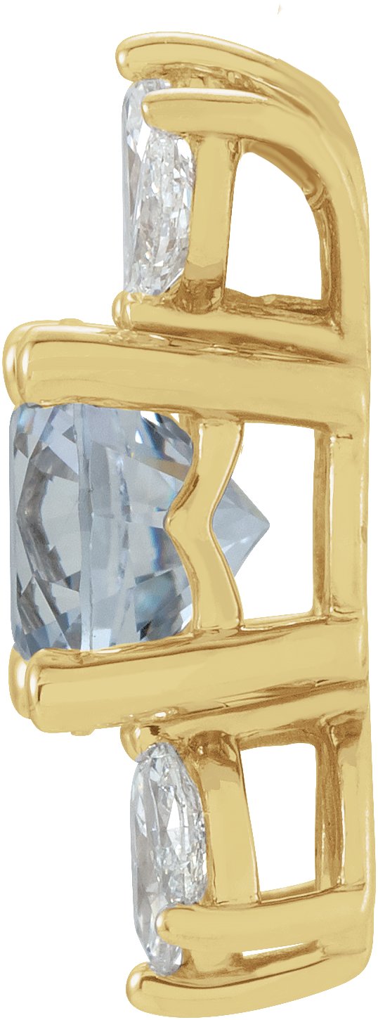14K Gold Round Natural White Sapphire & Natural Diamond Accented Necklace or Pendant - Yellow Gold - view 2