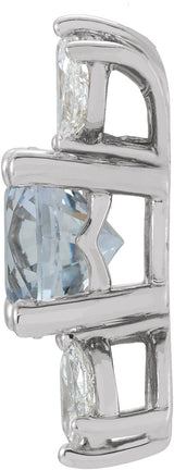 14K Gold Round Natural White Sapphire & Natural Diamond Accented Necklace or Pendant - White Gold - view 2