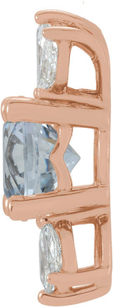 14K Gold Round Natural White Sapphire & Natural Diamond Accented Necklace or Pendant - Rose Gold - view 2