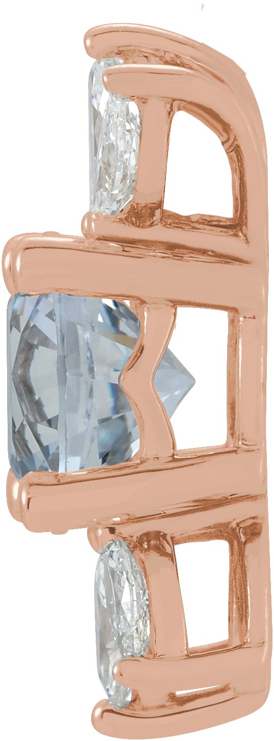 14K Gold Round Natural White Sapphire & Natural Diamond Accented Necklace or Pendant - Rose Gold - view 2
