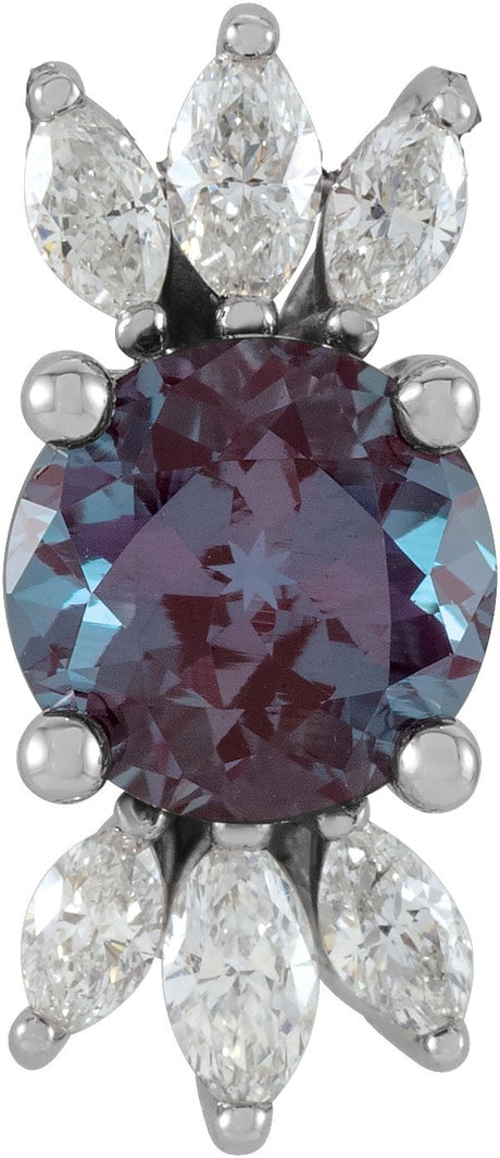 Platinum Round Lab-Grown Alexandrite & Natural Diamond Accented Necklace or Pendant