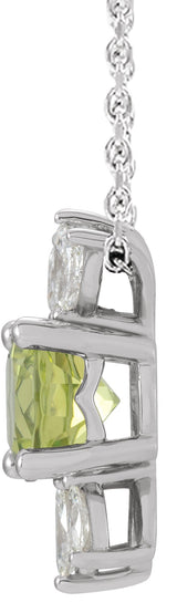 Platinum Round Natural Peridot & Natural Diamond Accented Necklace or Pendant - view 2