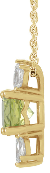 14K Gold Round Natural Peridot & Natural Diamond Accented Necklace or Pendant - Yellow Gold - view 2