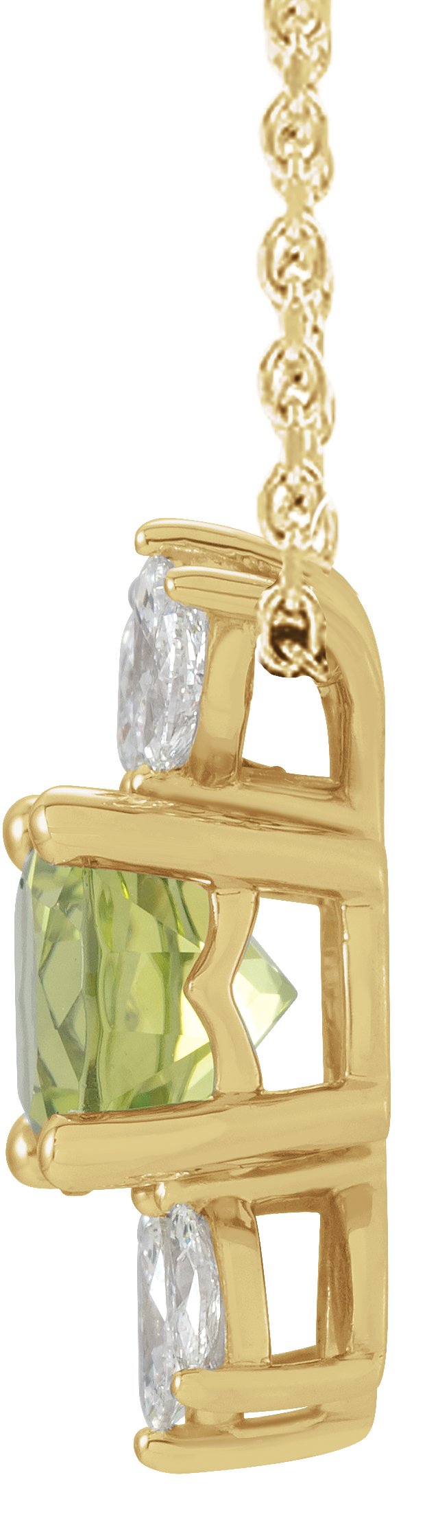 14K Gold Round Natural Peridot & Natural Diamond Accented Necklace or Pendant - Yellow Gold - view 2