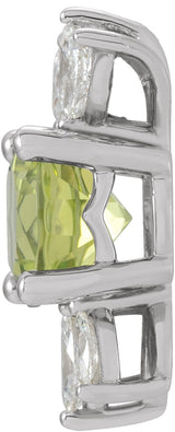 14K Gold Round Natural Peridot & Natural Diamond Accented Necklace or Pendant - White Gold - view 2
