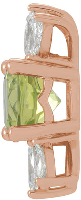 14K Gold Round Natural Peridot & Natural Diamond Accented Necklace or Pendant - Rose Gold - view 2
