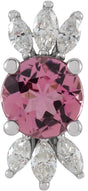14K Gold Round Natural Pink Tourmaline & Natural Diamond Accented Necklace or Pendant – 1/5 CTW - White Gold
