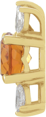 14K Gold Round Natural Citrine & Natural Diamond Accented Necklace or Pendant - Yellow Gold - view 2