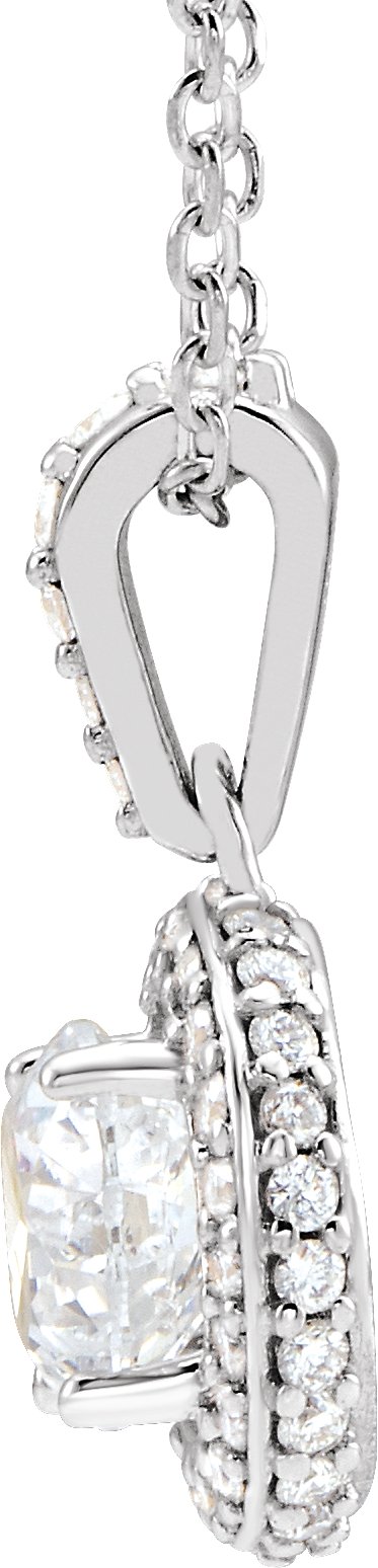 14K Gold Round Natural Diamond Halo-Style Necklace – up to 1 1/4 CTW - view 4
