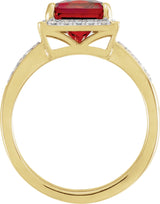 14K Gold Emerald Natural Madeira Citrine & Natural Diamond Halo-Style Ring - view 2