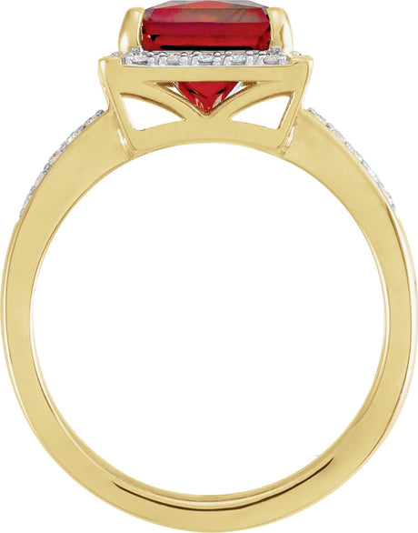 14K Gold Emerald Natural Madeira Citrine & Natural Diamond Halo-Style Ring - view 2