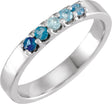 Platinum Round Natural Blue Multi-Gemstone Accented Midi Ring