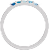 Platinum Round Natural Blue Multi-Gemstone Accented Midi Ring - view 2