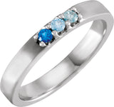 Platinum Round Natural Blue Multi-Gemstone Three-Stone Midi Ring