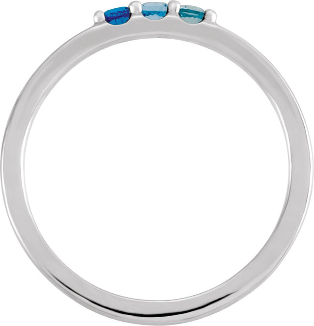 Platinum Round Natural Blue Multi-Gemstone Three-Stone Midi Ring - view 2