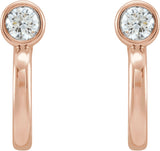 14K Gold Round Natural Diamond Bezel-Set Hoop Earrings – 2-3mm Stones - Rose Gold - view 4