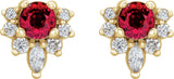 14K Gold Round Lab-Grown Ruby Accented Earrings - Yellow Gold - view 5