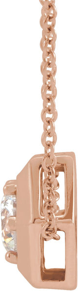 14K Gold Round Natural White Sapphire Geometric Necklace or Pendant - Rose Gold - view 6