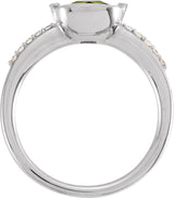 14K Gold Cushion Natural Peridot & Natural Diamond Accented Ring - view 2