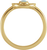 14K Gold Round Natural Ethiopian Opal & Natural Pink Sapphire Fan Ring - Yellow Gold - view 2
