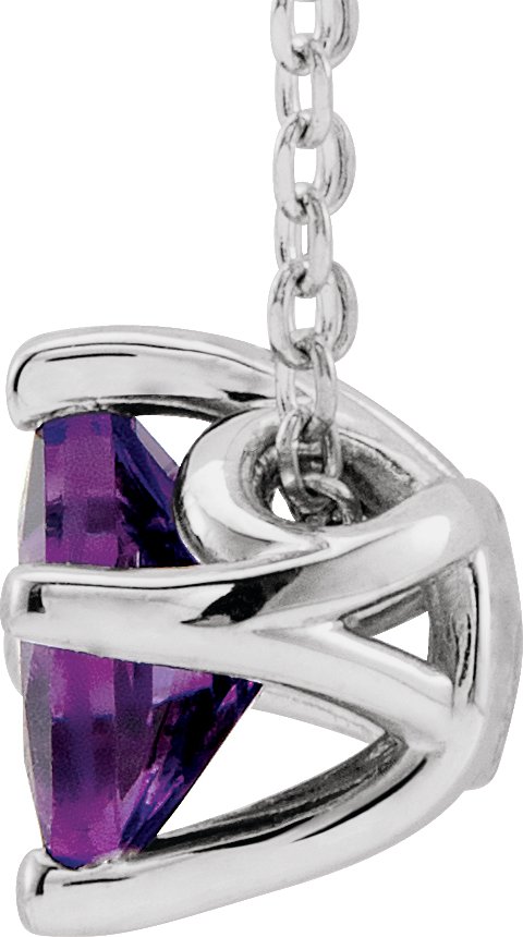 14K Gold Square Natural Amethyst Solitaire Necklace or Slide Pendant - White Gold - view 4