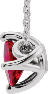 Platinum Square Lab-Grown Ruby Solitaire Necklace or Slide Pendant - view 4