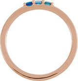 14K Gold Round Natural Blue Multi-Gemstone Three-Stone Midi Ring - Rose Gold - view 2