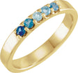 14K Gold Round Natural Blue Multi-Gemstone Accented Midi Ring - Yellow Gold