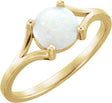 14K Gold Round Natural Opal Cabochon Ring