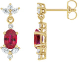 14K Gold Oval Lab-Grown Ruby & Natural Diamond Accented Earrings - Yellow Gold