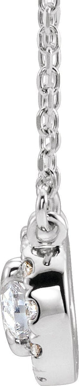 14K Gold Oval Natural White Sapphire French-Set Halo-Style Necklace - White Gold - view 3