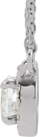 14K Gold Round Natural White Sapphire French-Set Halo-Style Necklace - White Gold - view 6