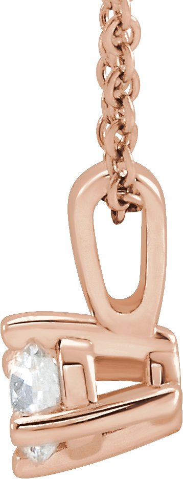 14K Gold Round Natural Diamond Solitaire Necklace or Pendant – 3.9-5.9mm Stones - Rose Gold - view 4