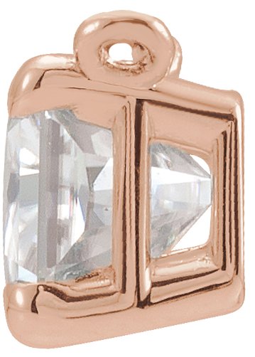 14K Gold Natural Diamond Emerald Claw-Prong Solitaire Necklace - Rose Gold - view 2