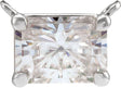 14K Gold Lab-Grown Diamond Emerald Claw-Prong Solitaire Necklace - White Gold