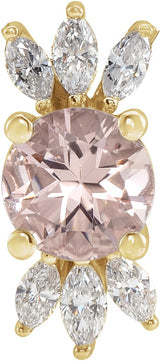 14K Gold Round Natural Pink Morganite & Natural Diamond Accented Necklace or Pendant - Yellow Gold