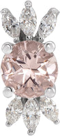 Platinum Round Natural Pink Morganite & Natural Diamond Accented Necklace or Pendant
