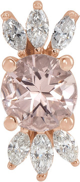 14K Gold Round Natural Pink Morganite & Natural Diamond Accented Necklace or Pendant - Rose Gold