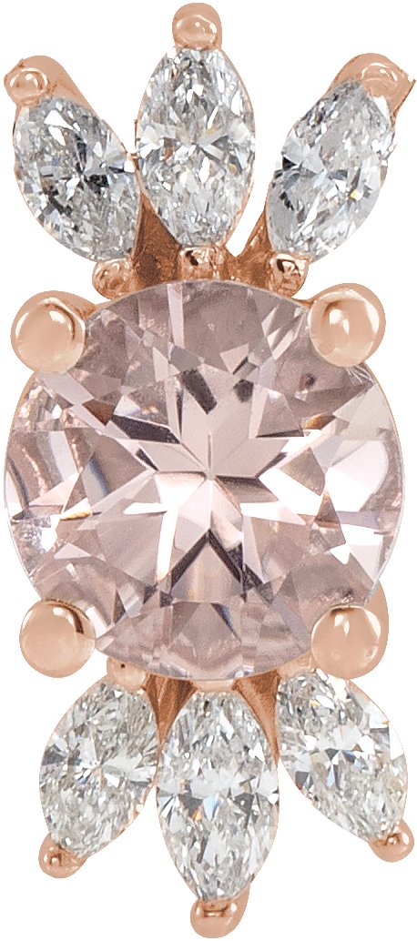 14K Gold Round Natural Pink Morganite & Natural Diamond Accented Necklace or Pendant - Rose Gold