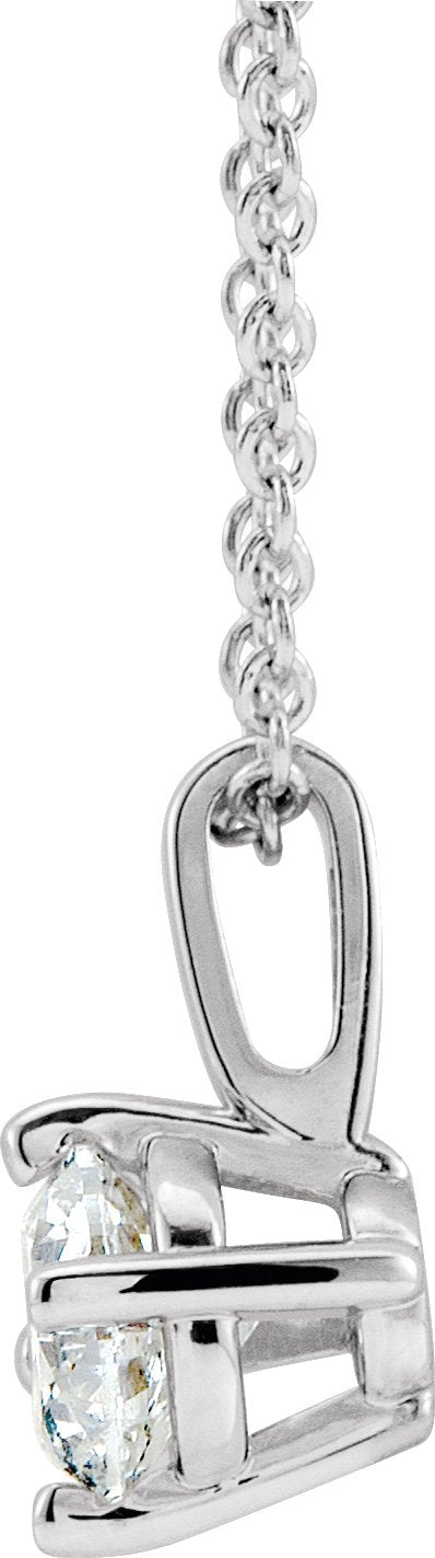 14K Gold Round Natural White Sapphire Solitaire Necklace or Pendant II - White Gold - view 4