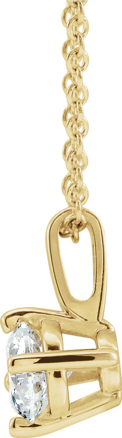 14K Gold Round Natural White Sapphire Solitaire Necklace or Pendant II - Yellow Gold - view 4