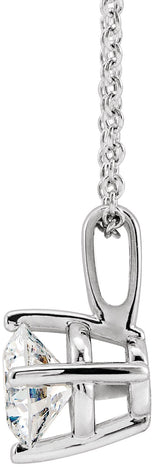 14K Gold Round Natural Diamond Solitaire Necklace or Pendant – 3.9-5.9mm Stones - White Gold - view 4