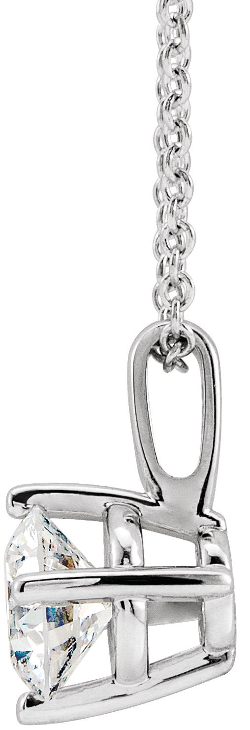 14K Gold Round Natural Diamond Solitaire Necklace or Pendant – 3.9-5.9mm Stones - White Gold - view 4
