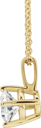14K Gold Round Natural Diamond Solitaire Necklace or Pendant – 3.9-5.9mm Stones - Yellow Gold - view 4