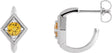 Platinum Round Natural Yellow Sapphire Geometric Hoop Earrings