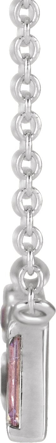 Platinum Natural Diamond Accented Baguette Bar Necklace - view 2