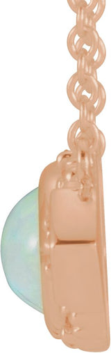 14K Gold Oval Natural Ethiopian Opal & Natural Pink Sapphire Vintage-Inspired Necklace – 7x5mm - Rose Gold - view 2